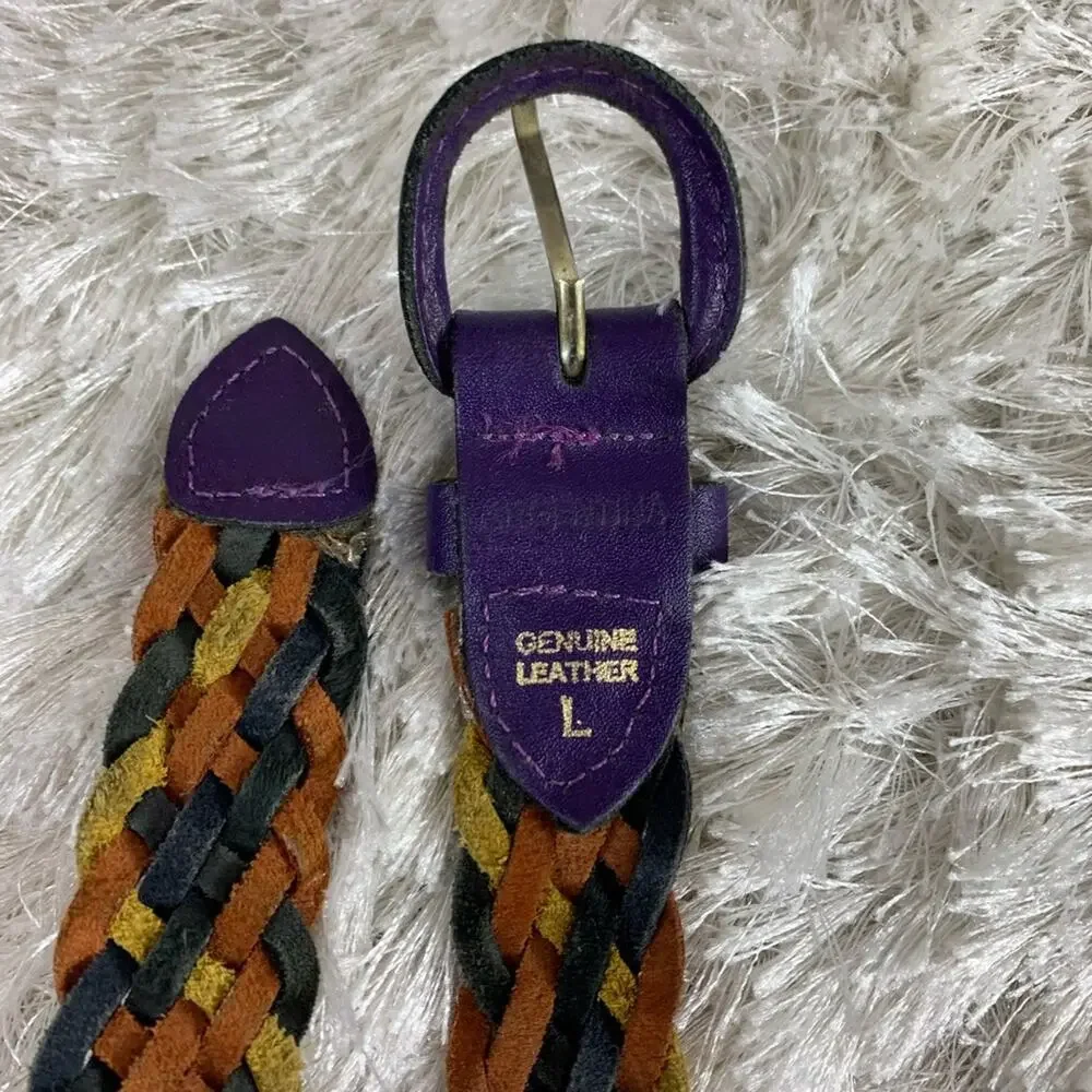 Multicolor Bright Braided Leather Belt Large